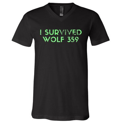 Wolf 359 Survived Funny Science Fiction Space V-Neck T-Shirt