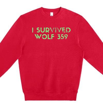 Wolf 359 Survived Funny Science Fiction Space Premium Crewneck Sweatshirt