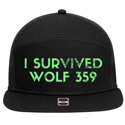 Wolf 359 Survived Funny Science Fiction Space 7 Panel Mesh Trucker Snapback Hat