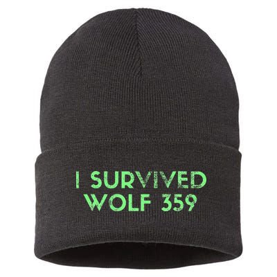 Wolf 359 Survived Funny Science Fiction Space Sustainable Knit Beanie