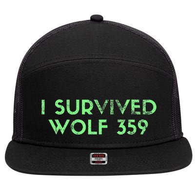 Wolf 359 Survived Funny Science Fiction Space 7 Panel Mesh Trucker Snapback Hat