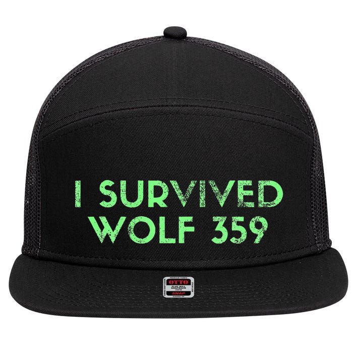 Wolf 359 Survived Funny Science Fiction Space 7 Panel Mesh Trucker Snapback Hat