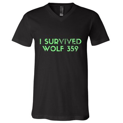 Wolf 359 Survived Funny Science Fiction Space V-Neck T-Shirt