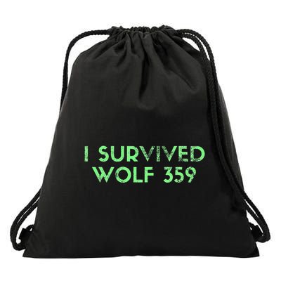 Wolf 359 Survived Funny Science Fiction Space Drawstring Bag