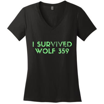 Wolf 359 Survived Funny Science Fiction Space Women's V-Neck T-Shirt
