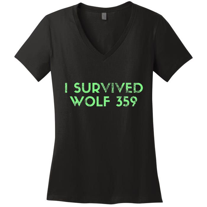Wolf 359 Survived Funny Science Fiction Space Women's V-Neck T-Shirt