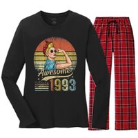 Wom.e.ns 30 Year Old Awesome Since 1993 30th Birthday Gifts Wom.e.n Women's Long Sleeve Flannel Pajama Set 