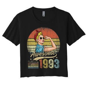 Wom.e.ns 30 Year Old Awesome Since 1993 30th Birthday Gifts Wom.e.n Women's Crop Top Tee