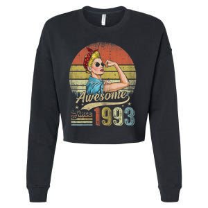 Wom.e.ns 30 Year Old Awesome Since 1993 30th Birthday Gifts Wom.e.n Cropped Pullover Crew