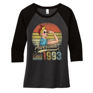 Wom.e.ns 30 Year Old Awesome Since 1993 30th Birthday Gifts Wom.e.n Women's Tri-Blend 3/4-Sleeve Raglan Shirt