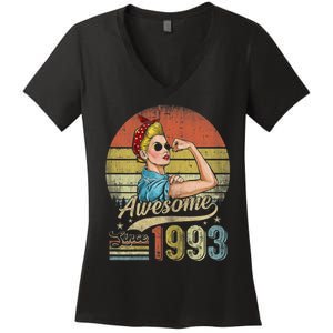 Wom.e.ns 30 Year Old Awesome Since 1993 30th Birthday Gifts Wom.e.n Women's V-Neck T-Shirt