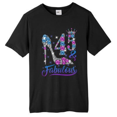 Wo 45 and Fabulous Stepping into my 45th Birthday Present Gift Wo's Tall Fusion ChromaSoft Performance T-Shirt