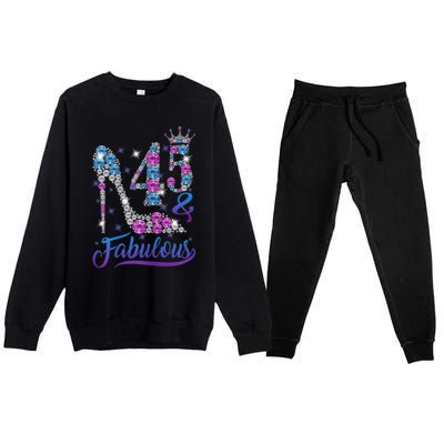 Wo 45 and Fabulous Stepping into my 45th Birthday Present Gift Wo's Premium Crewneck Sweatsuit Set