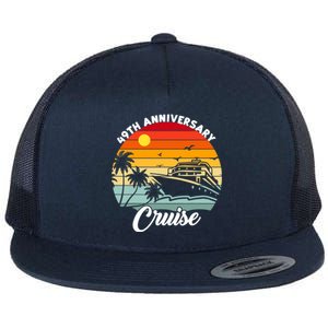 Wedding 49th Anniversary Cruise Trip Husband Wife Couple Flat Bill Trucker Hat