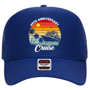 Wedding 49th Anniversary Cruise Trip Husband Wife Couple High Crown Mesh Back Trucker Hat