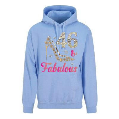 Womens 46 And Fabulous Funny 46th Birthday Cute Gift Beautiful Fun Unisex Surf Hoodie