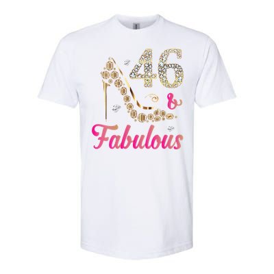 Womens 46 And Fabulous Funny 46th Birthday Cute Gift Beautiful Fun Softstyle CVC T-Shirt