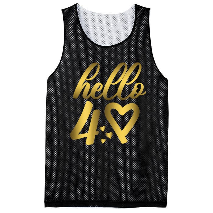 Wom.e.ns 40th Birthday For Wom.e.n Cute Hello 40 Forty Years Old Mesh Reversible Basketball Jersey Tank