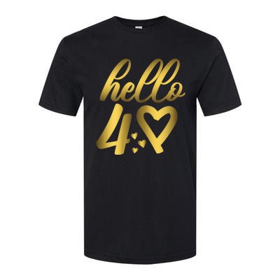 Wom.e.ns 40th Birthday For Wom.e.n Cute Hello 40 Forty Years Old Softstyle® CVC T-Shirt