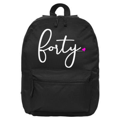 Wom.e.ns 40th Birthday Gift Ideas for Her Wom.e.n  Party Forty 16 in Basic Backpack
