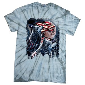 Wolf 4th Of July American Flag Tie-Dye T-Shirt