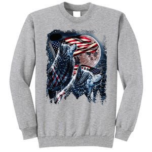 Wolf 4th Of July American Flag Tall Sweatshirt