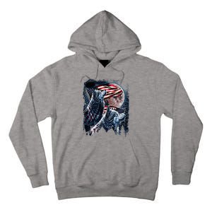 Wolf 4th Of July American Flag Tall Hoodie