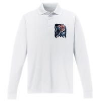 Wolf 4th Of July American Flag Performance Long Sleeve Polo