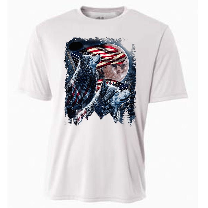 Wolf 4th Of July American Flag Cooling Performance Crew T-Shirt