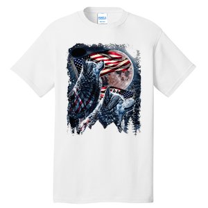 Wolf 4th Of July American Flag Tall T-Shirt