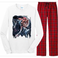 Wolf 4th Of July American Flag Long Sleeve Pajama Set