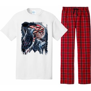 Wolf 4th Of July American Flag Pajama Set