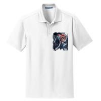 Wolf 4th Of July American Flag Dry Zone Grid Polo