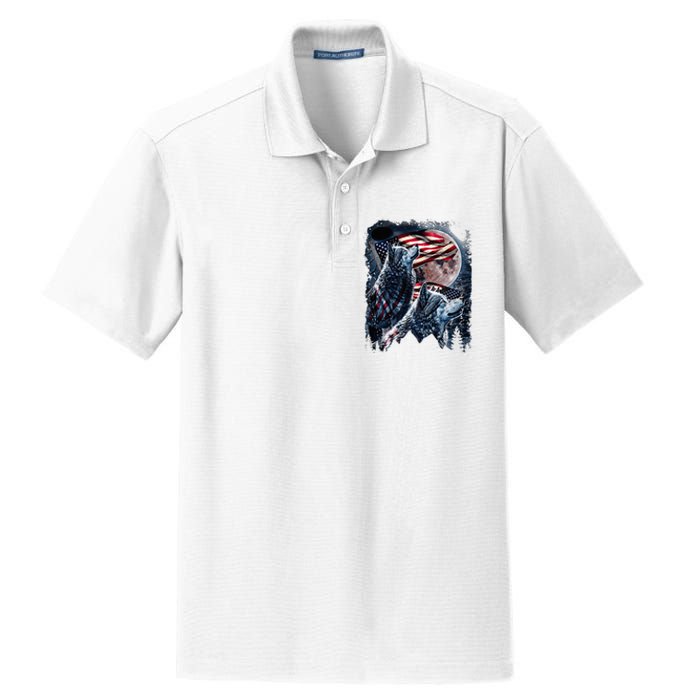 Wolf 4th Of July American Flag Dry Zone Grid Polo