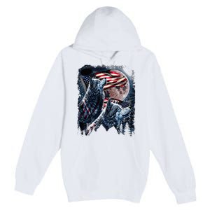 Wolf 4th Of July American Flag Premium Pullover Hoodie