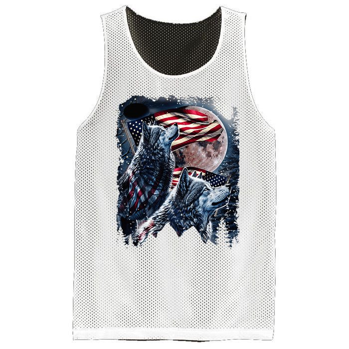 Wolf 4th Of July American Flag Mesh Reversible Basketball Jersey Tank