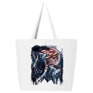 Wolf 4th Of July American Flag 25L Jumbo Tote