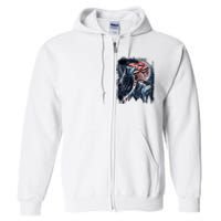 Wolf 4th Of July American Flag Full Zip Hoodie