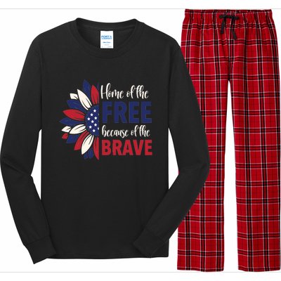 Wo 4th Of July Home Of The Free Because Of The Brave Usa Gift Long Sleeve Pajama Set