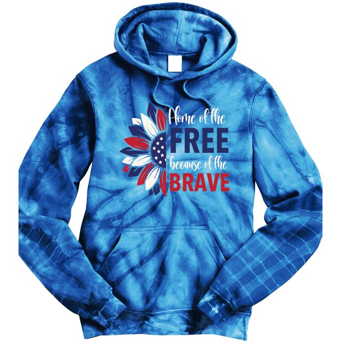 Wo 4th Of July Home Of The Free Because Of The Brave Usa Gift Tie Dye Hoodie