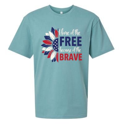 Wo 4th Of July Home Of The Free Because Of The Brave Usa Gift Sueded Cloud Jersey T-Shirt