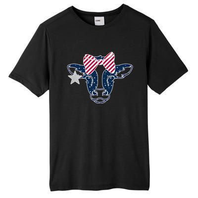 Wo 4th Of July Cow American Flag Red White Blue Heifer Gift Tall Fusion ChromaSoft Performance T-Shirt