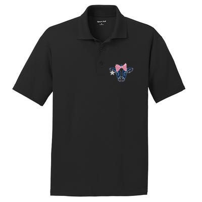 Wo 4th Of July Cow American Flag Red White Blue Heifer Gift PosiCharge RacerMesh Polo