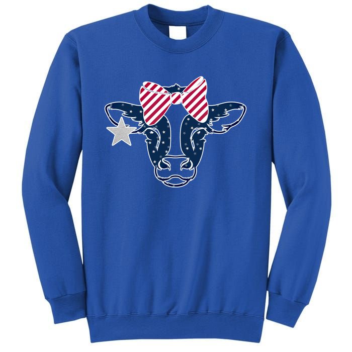 Wo 4th Of July Cow American Flag Red White Blue Heifer Gift Sweatshirt