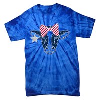 Wo 4th Of July Cow American Flag Red White Blue Heifer Gift Tie-Dye T-Shirt