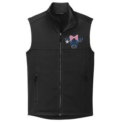 Wo 4th Of July Cow American Flag Red White Blue Heifer Gift Collective Smooth Fleece Vest