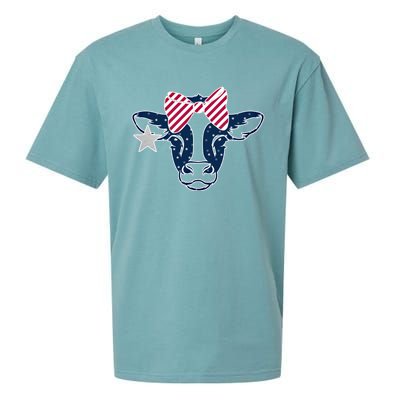 Wo 4th Of July Cow American Flag Red White Blue Heifer Gift Sueded Cloud Jersey T-Shirt