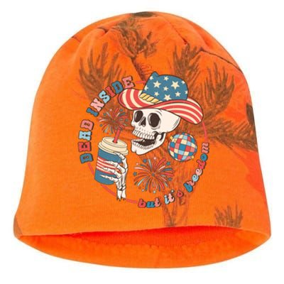 Western 4th Of July Funny Dead Inside But Its Freedom Gift Kati - Camo Knit Beanie