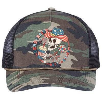 Western 4th Of July Funny Dead Inside But Its Freedom Gift Retro Rope Trucker Hat Cap