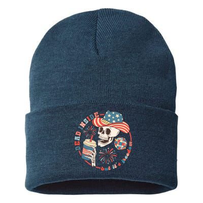 Western 4th Of July Funny Dead Inside But Its Freedom Gift Sustainable Knit Beanie